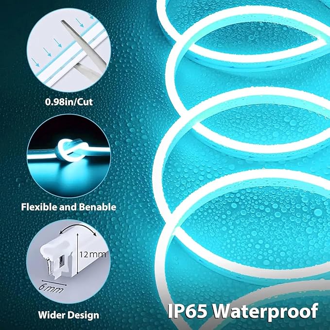 5 METER Neon Lights & 12V Adapter Silicone Flexible LED Strip Lights - ICE Blue