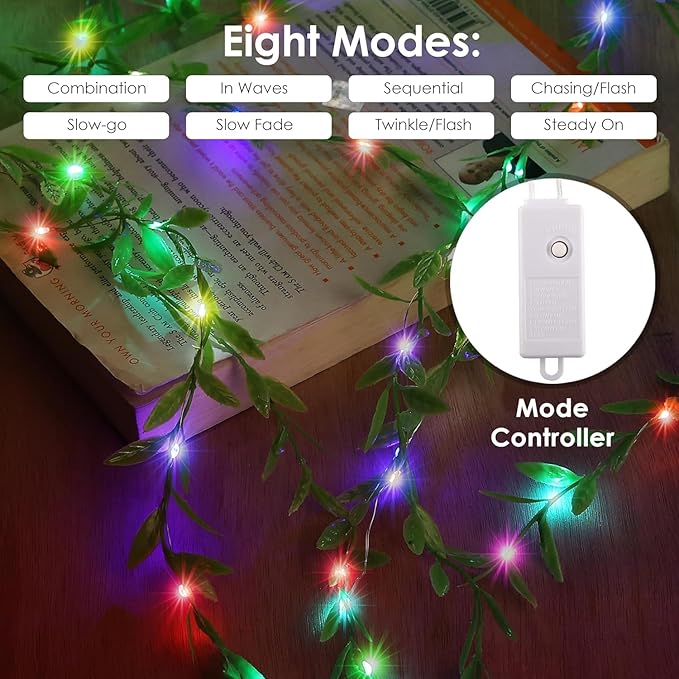 
                      
                        Leaf Curtain String Lights - Multicolor Curtain Glow
                      
                    