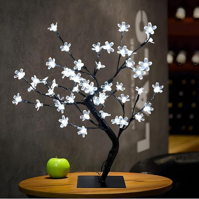 Bonsai LED Tree Night Lamp with 24 LED Lights - White