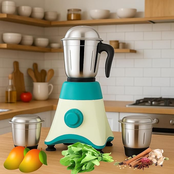 
                      
                        Kavyara Mixer Grinder 500W with 3 Stainless Steel Jars | Multi-Purpose Wet & Dry Grinding | 2-Year Warranty | 3-Speed Settings for Home Use (GREEN)
                      
                    