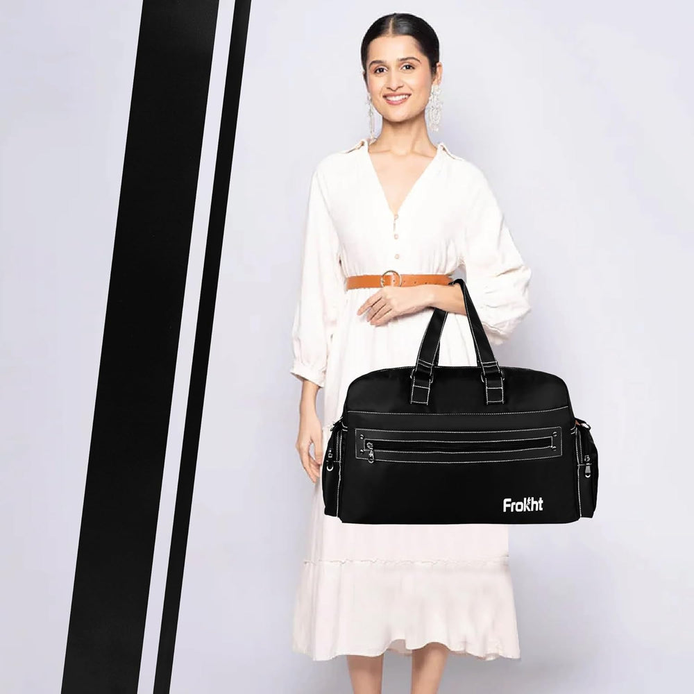 
                      
                        Black Travel Duffel Bag | Cabin-Size Hand Luggage with Shoulder Strap
                      
                    