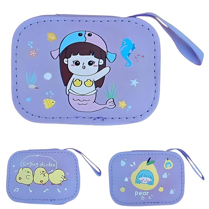 Reactangular Coin Pocket Purse for Girls Kids - Multicolor Pack of 3