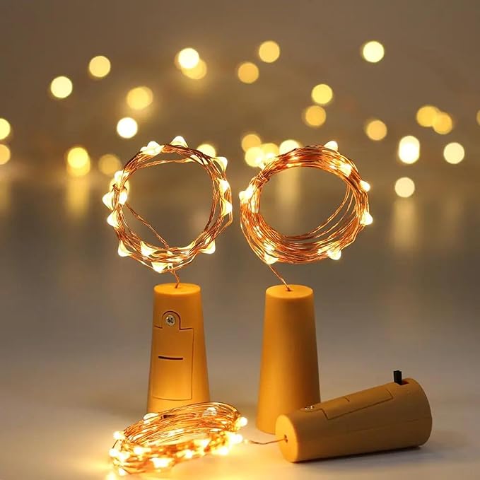 Pack Of 5 Cork Bottle Fairy String Lights With Battery Operated - Warm White
