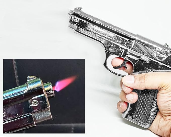 Metal Body Real and Original Like Gun Pistol for Decorative, Cigarette Smoking Filled with,Gas Gun Pistol Lighter Heavy Weight
