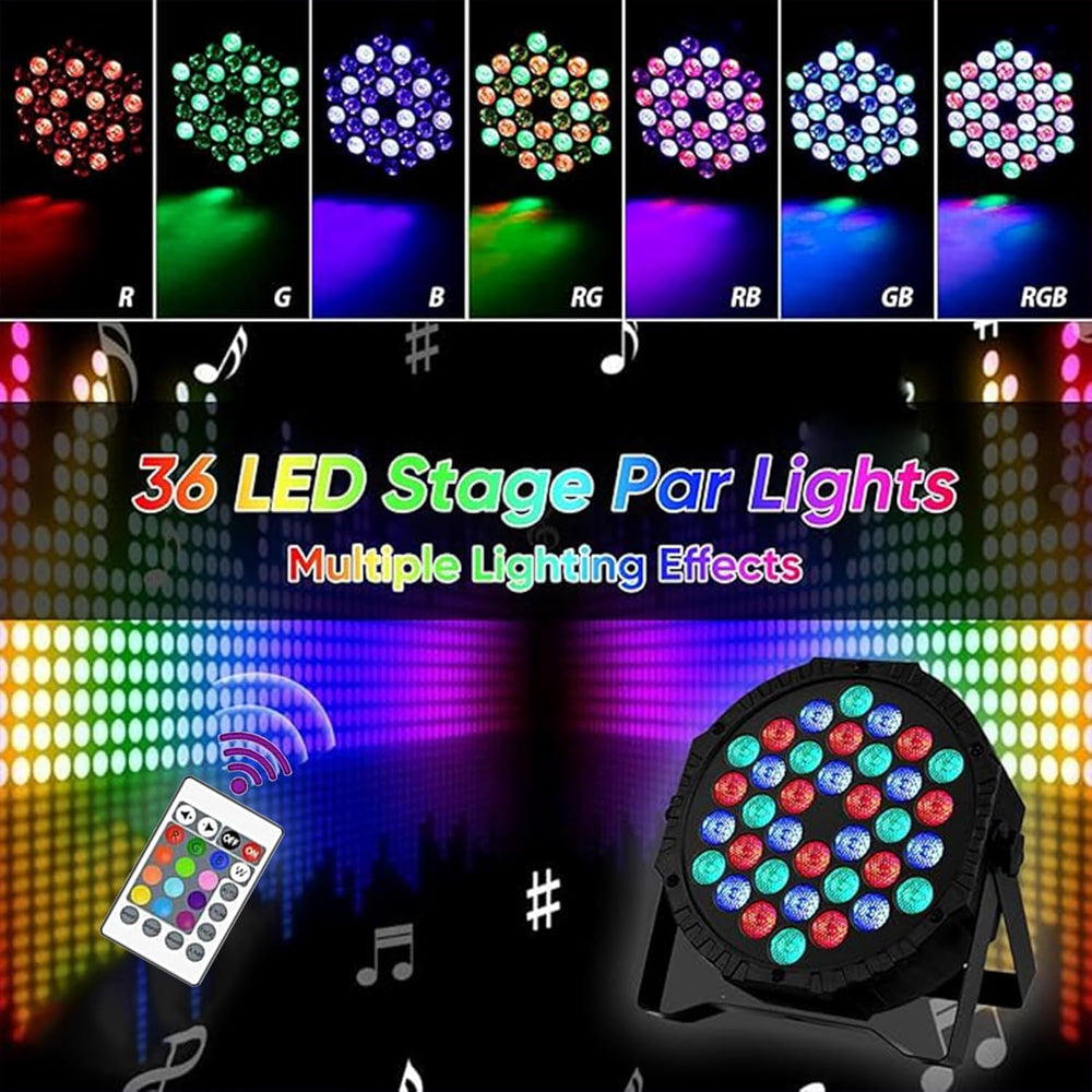 
                      
                        36LED Par Lights & Remote Control for Birthdays & Home Party - Multi
                      
                    