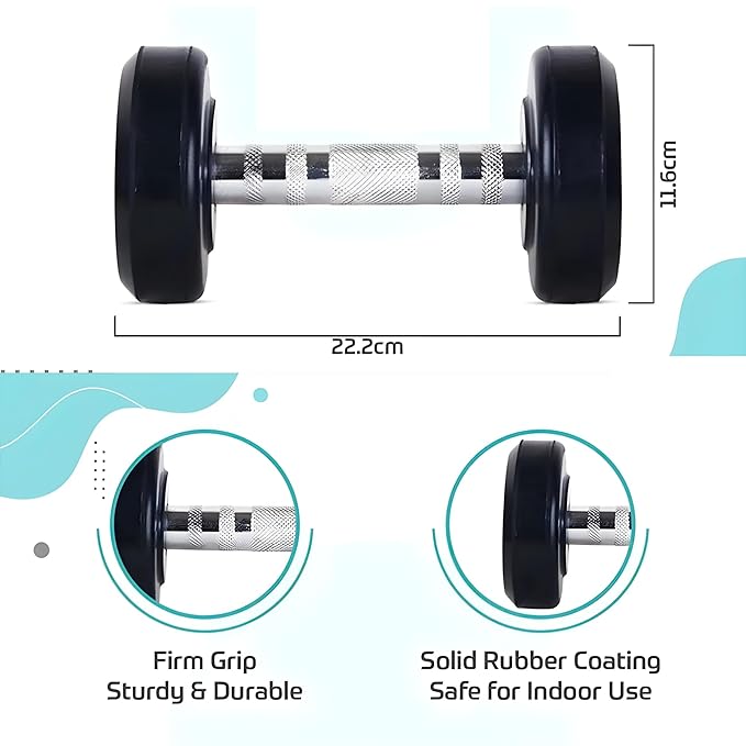
                      
                        Bouncer Rubber Dumbbells Set (10 kg X 2 = 20 Kg) Set of 2 Fixed Round Dumbells for Gym Home workout Exercise & Fitness Heavy Duty Solid Caste Iron Handle
                      
                    