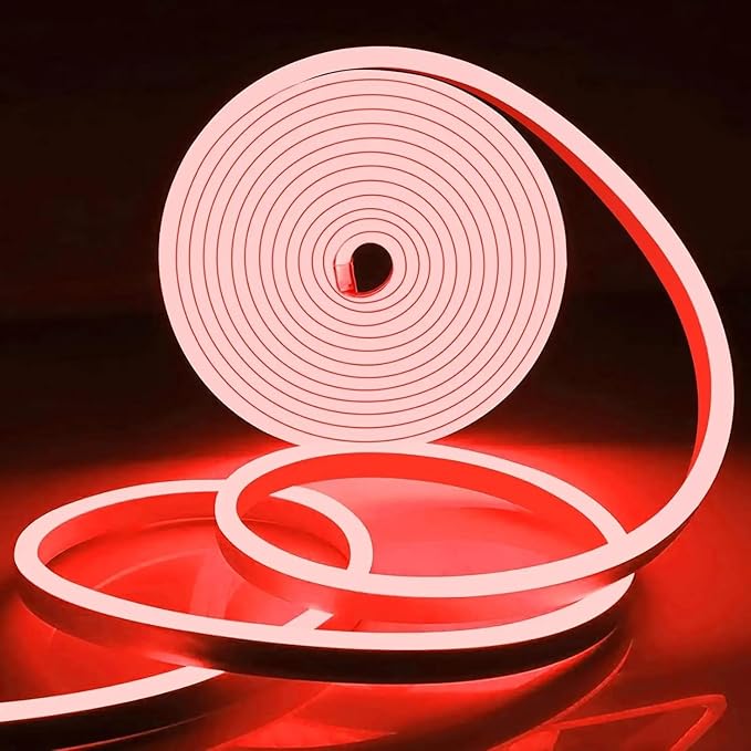 5 METER Neon Lights & 12V Adapter Silicone Flexible LED Strip Lights - Red