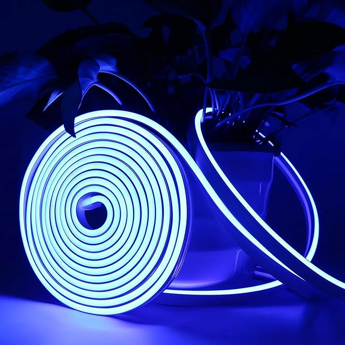 5 METER Neon Lights & 12V Adapter Silicone Flexible LED Strip Lights - Blue