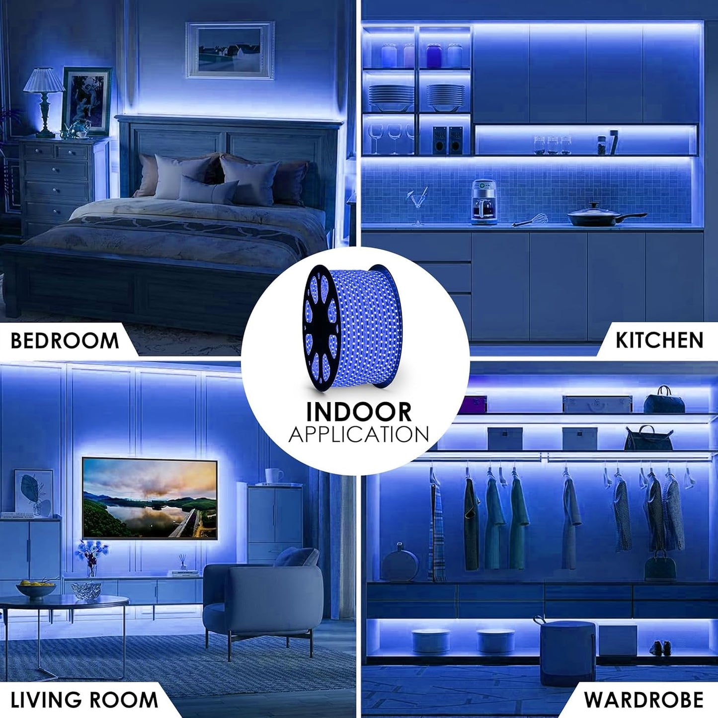 LED Strip Lights Waterproof Lighting for Interior Decoration & Events - Blue