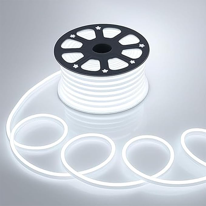 5 METER Neon Lights & 12V Adapter Silicone Flexible LED Strip Lights - White