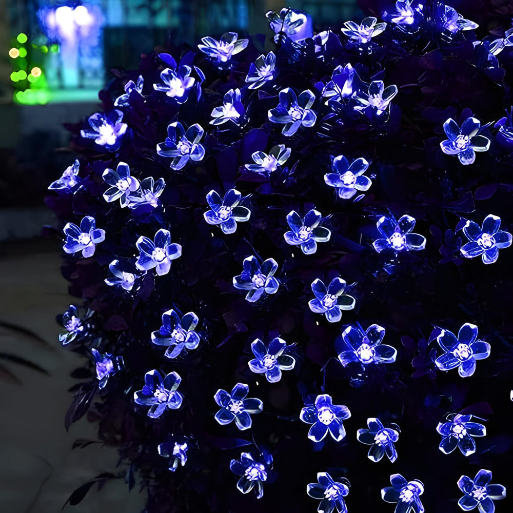 Blue Silicon Flower String Lights – Decorative Fairy Lights for Home, Garden & Parties