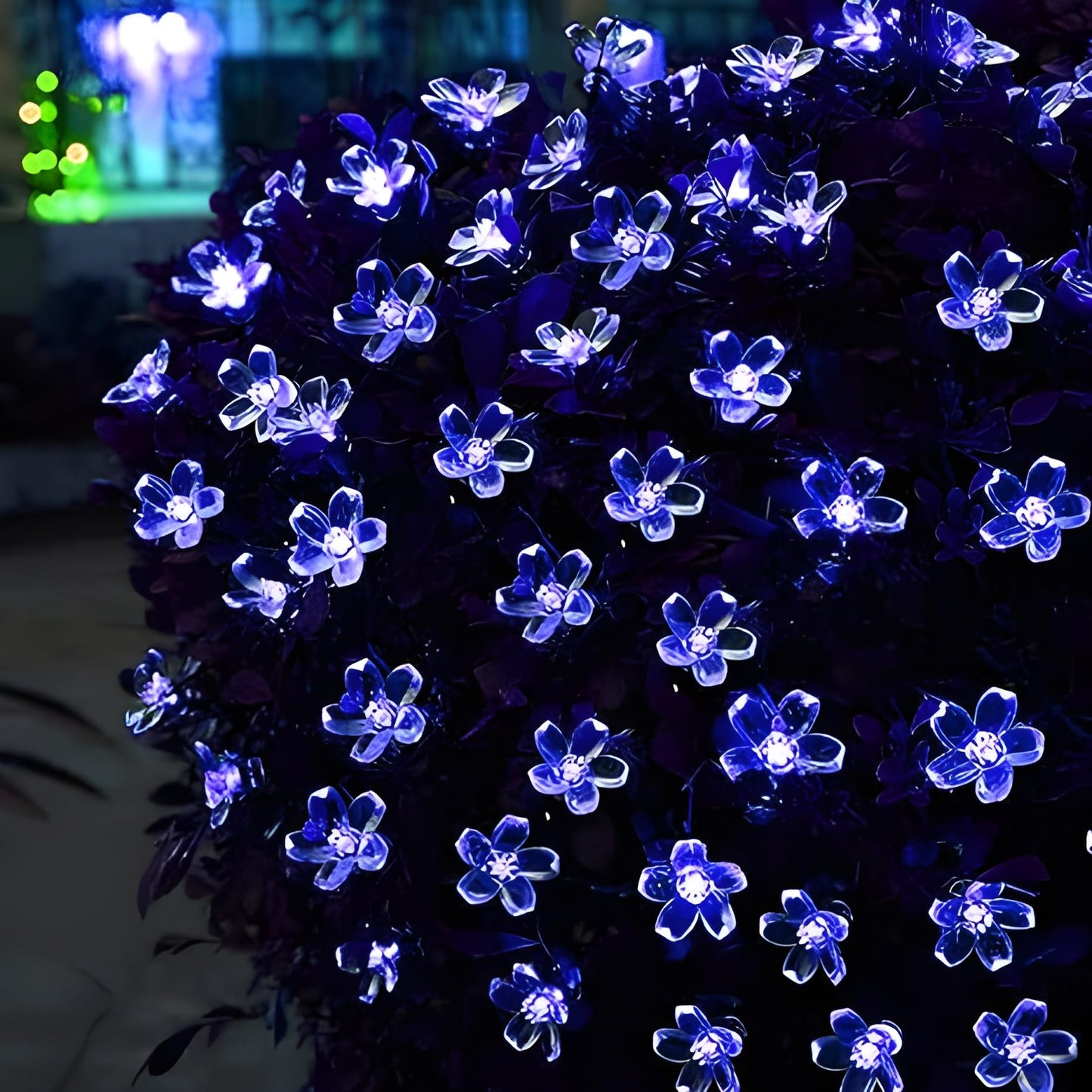 Blue Silicon Flower String Lights – Decorative Fairy Lights for Home, Garden & Parties