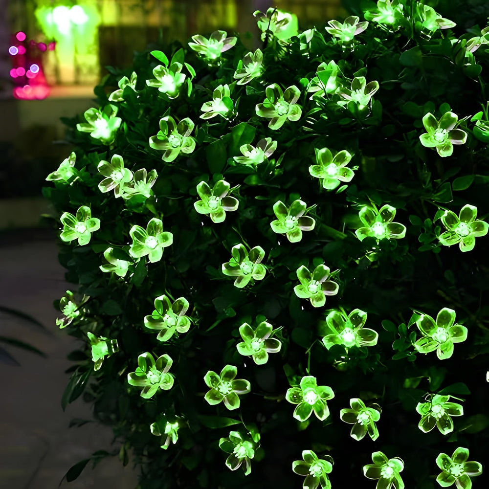 Green Silicon Flower String Lights – Decorative Fairy Lights for Home, Garden & Parties