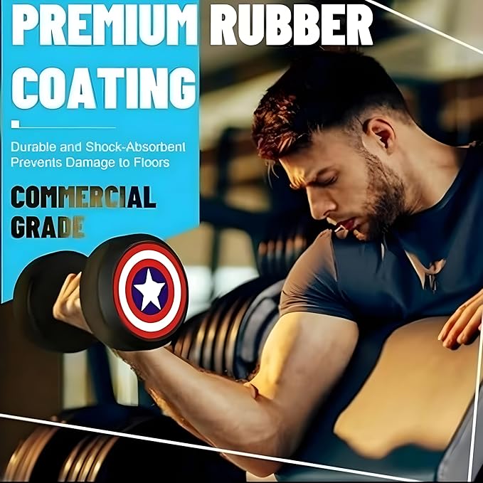 
                      
                        Captain America Dumbbells Set (5 kg X 2 = 10 Kg) Set of 2 Fixed Round Dumbells for Gym Home workout Exercise & Fitness Heavy Duty Solid Caste Iron Handle
                      
                    