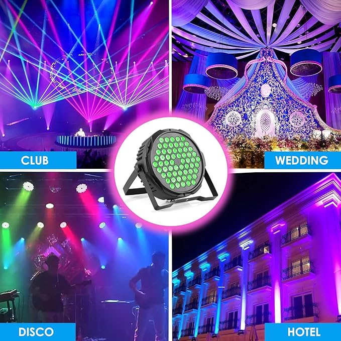 60LED PAR DJ Lights with 7-Channel Mode for Party & Events - Multicolor