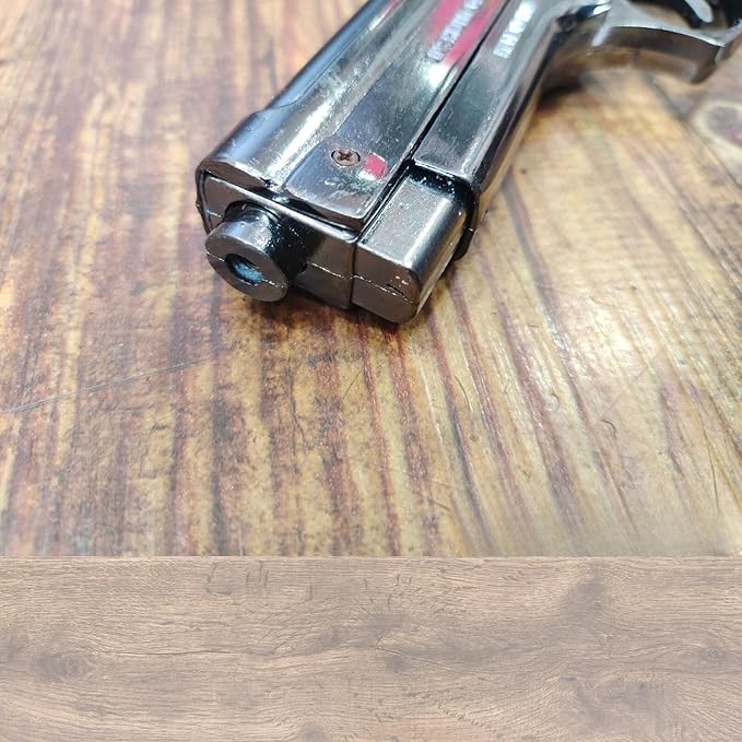 Gun Gas Lighter Pistol Lighter Heavy Weight Metal Body Gun Pistol Shaped with Barrel Pull Back System and Holster Pocket Lighter for Decorative, Smoking Filled (Grey)