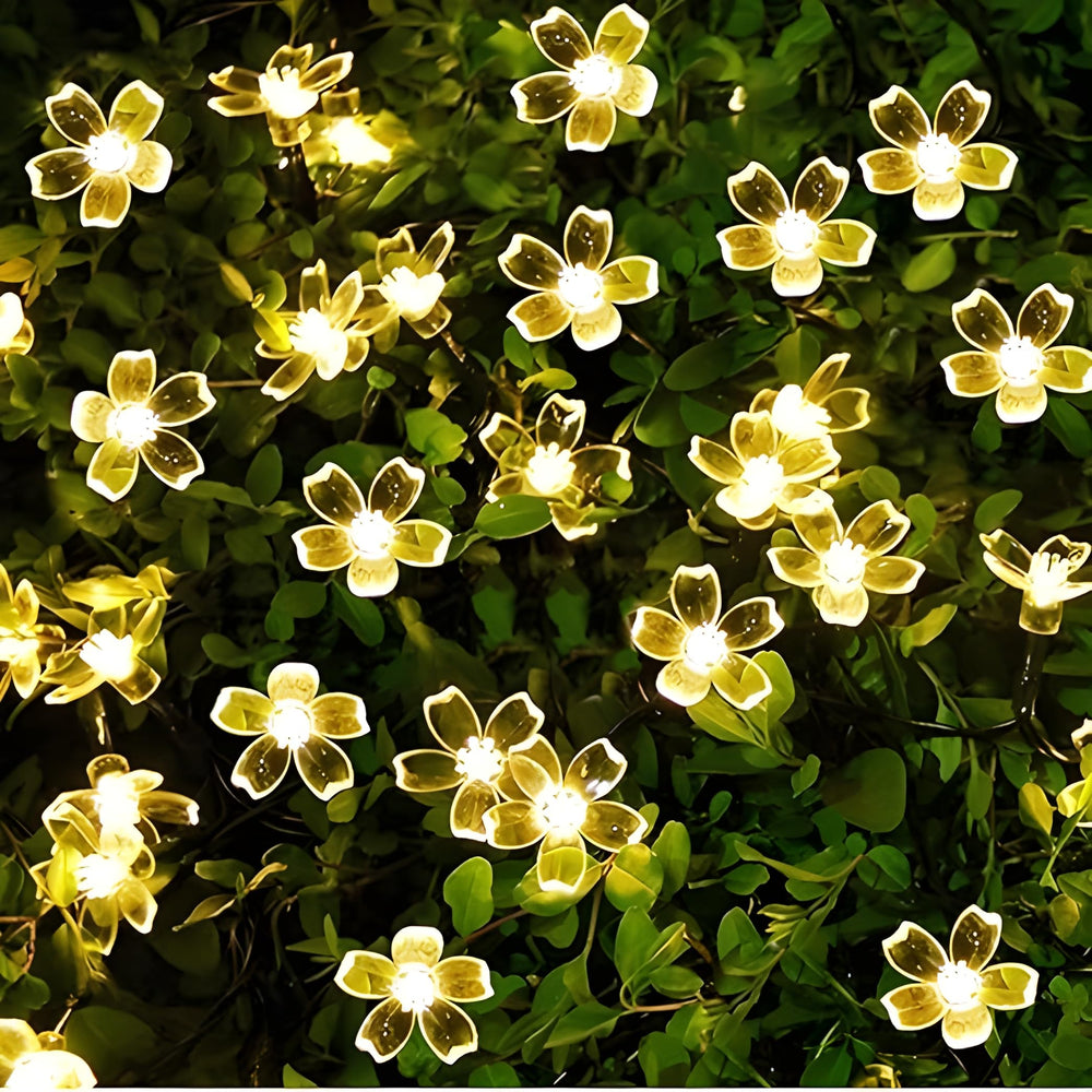 Warm White Silicon Flower String Lights – Decorative Fairy Lights for Home, Garden & Parties