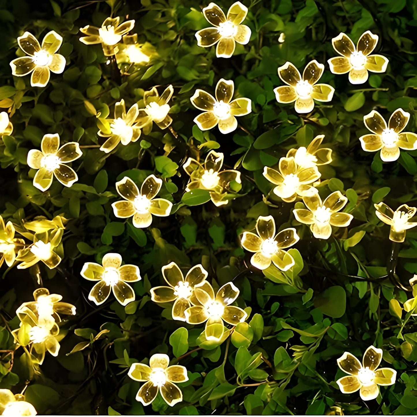 Warm White Silicon Flower String Lights – Decorative Fairy Lights for Home, Garden & Parties