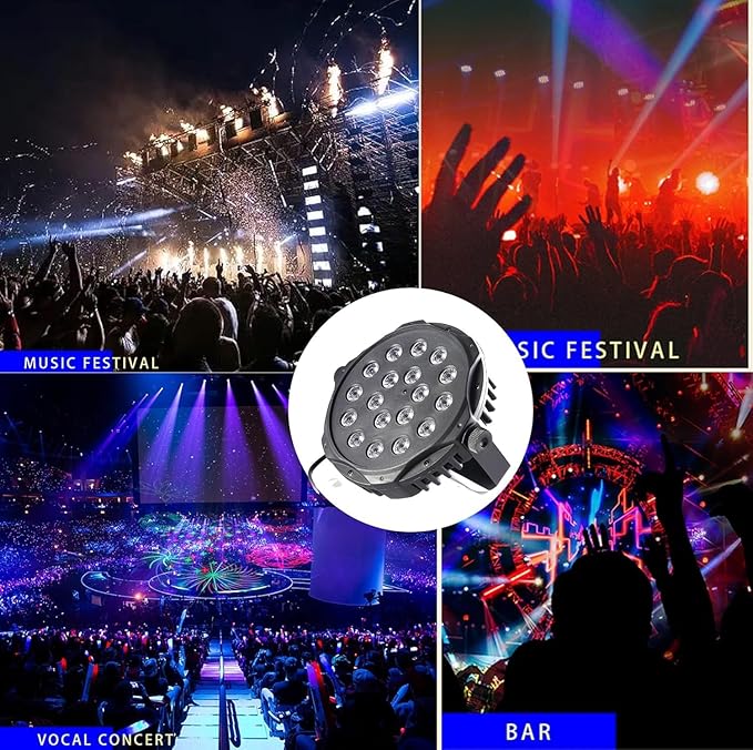 18LED PAR DJ Lights & Remote Control Ideal for Birthday & Home - Multi