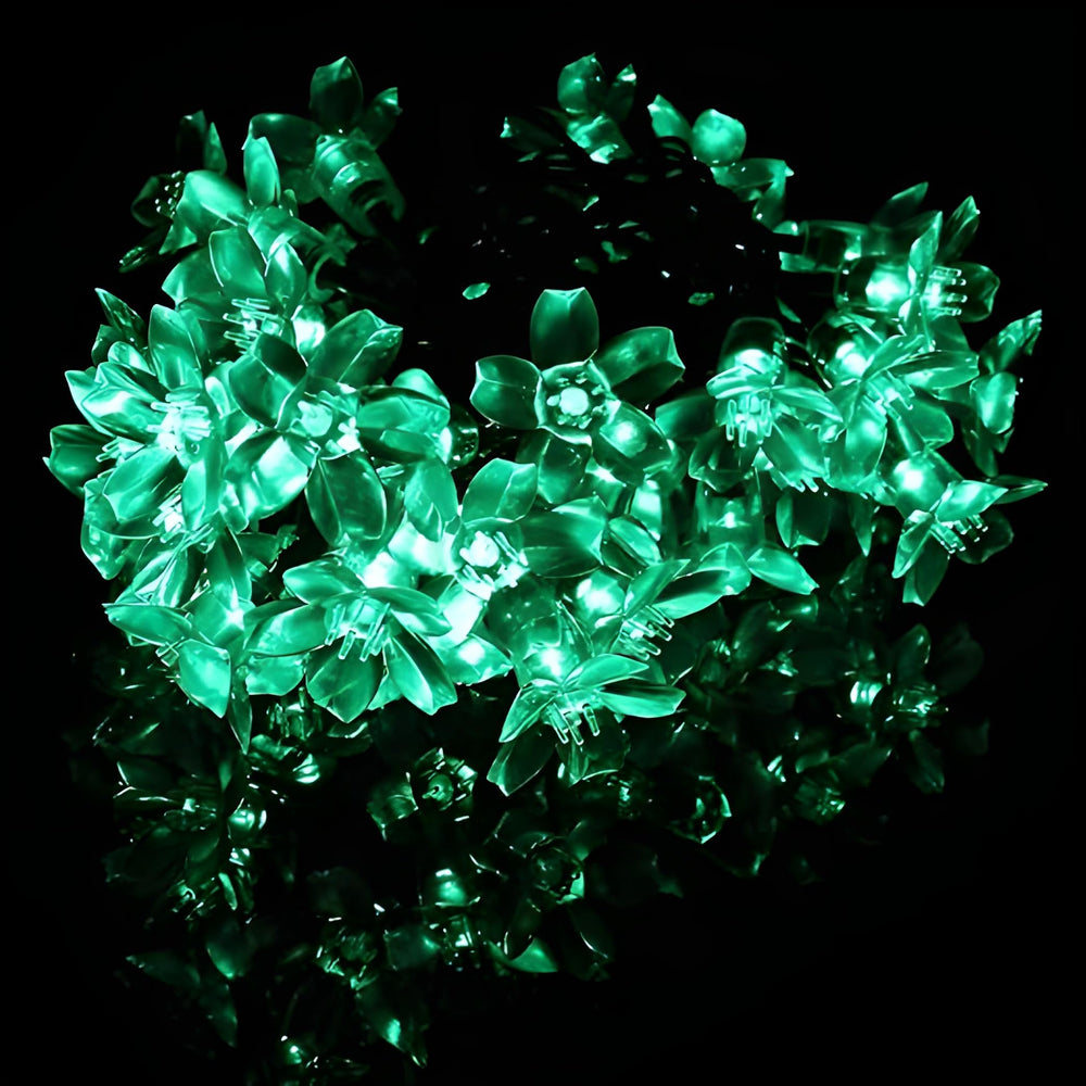 Green Silicon Flower String Lights – Decorative Fairy Lights for Home, Garden & Parties