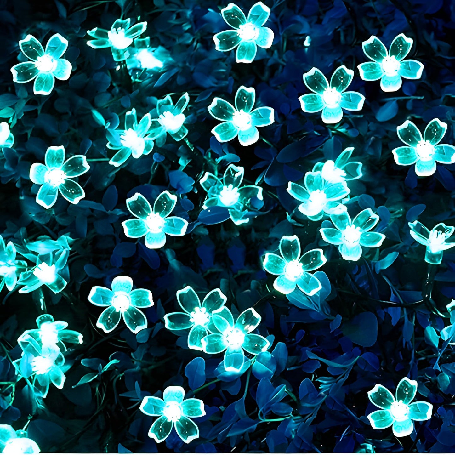 Ice Blue Silicon Flower String Lights – Decorative Fairy Lights for Home, Garden & Parties