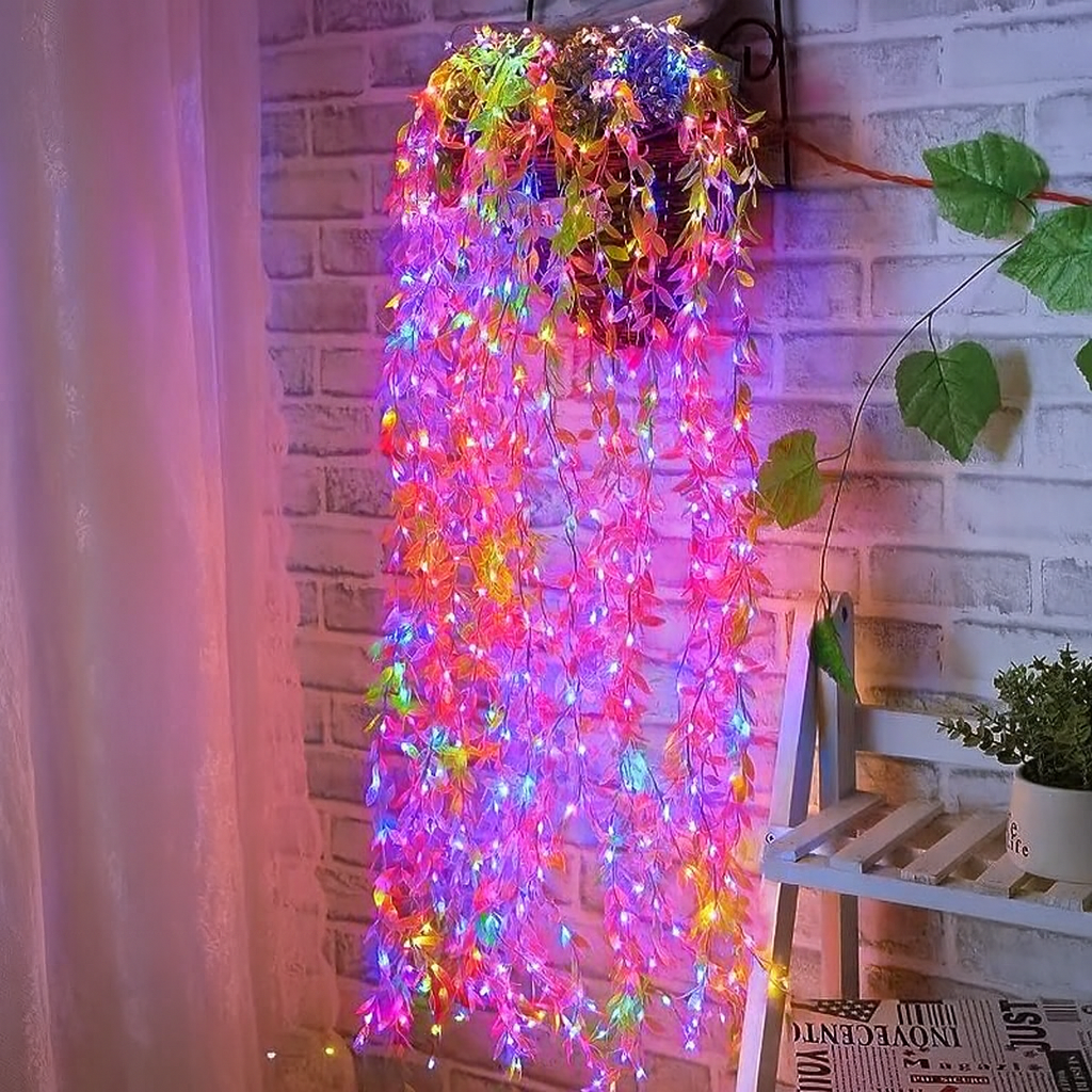 Leaf Curtain String Lights - Multicolor Curtain Glow