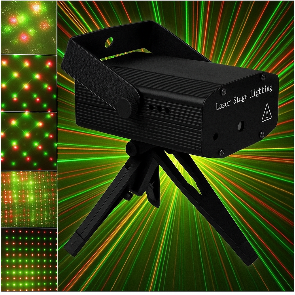 Mini Laser Projector for Parties & DJ Stage Sound-Activated - Black