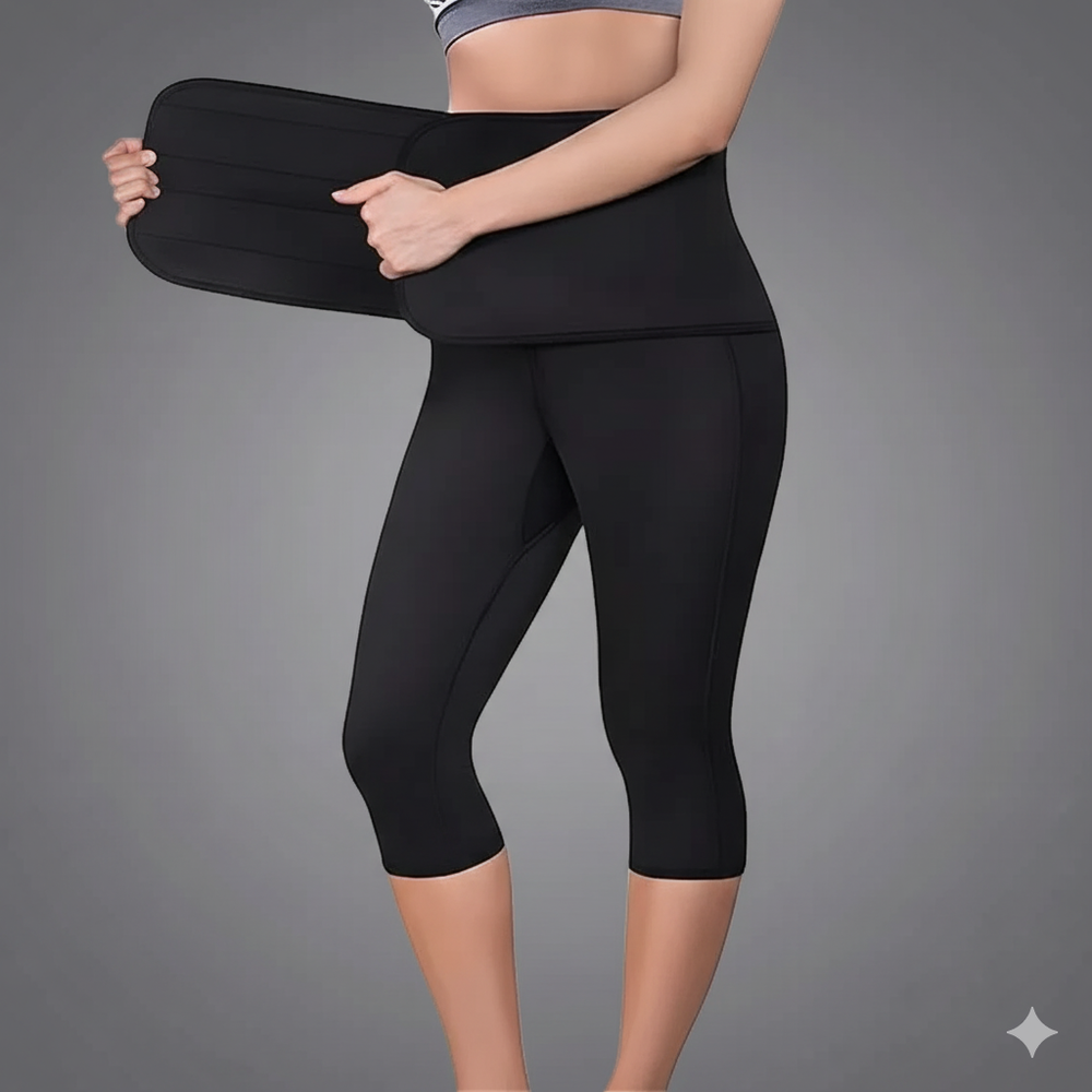 Women’s Adjustable High Waist Yoga Capris With Sweat Belt Enhancing Slim Fits