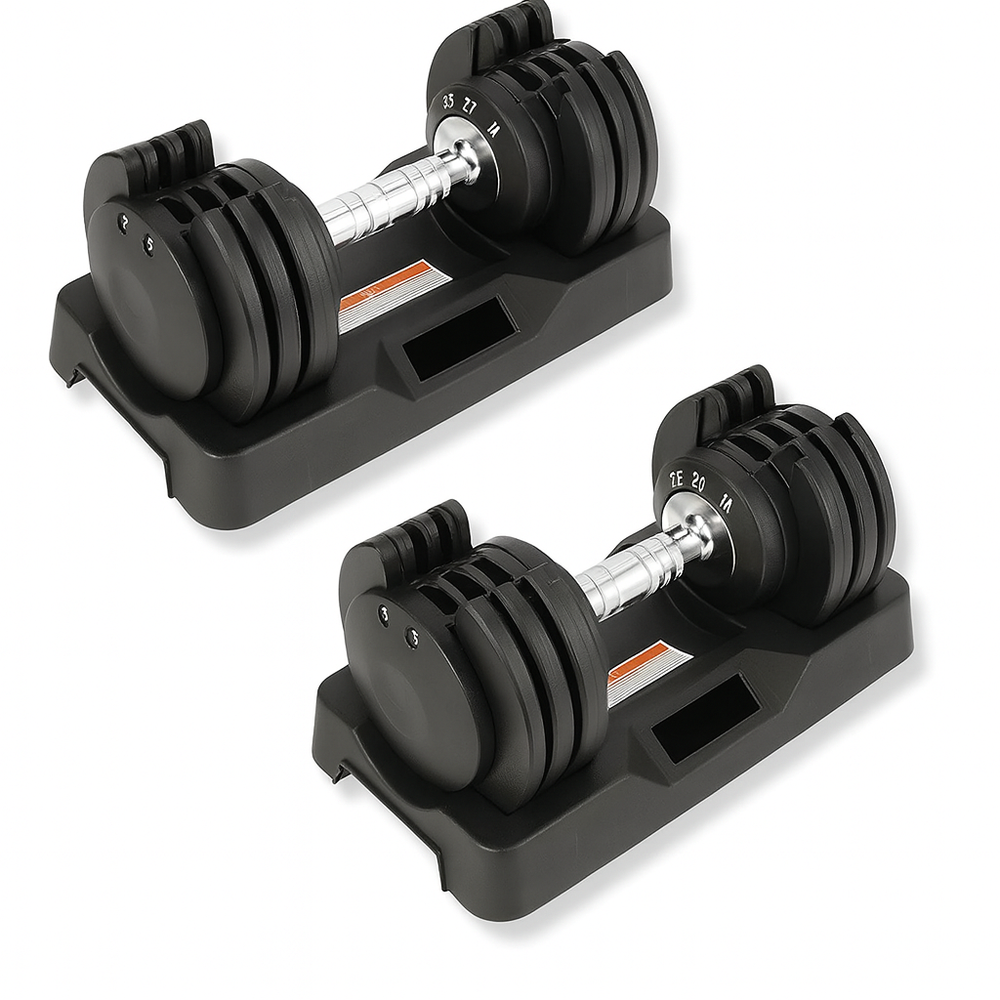 Adjustable Dumbbell 2.5KG UPTO 12KG Enhanced 5-Points Safety Lock - Pair