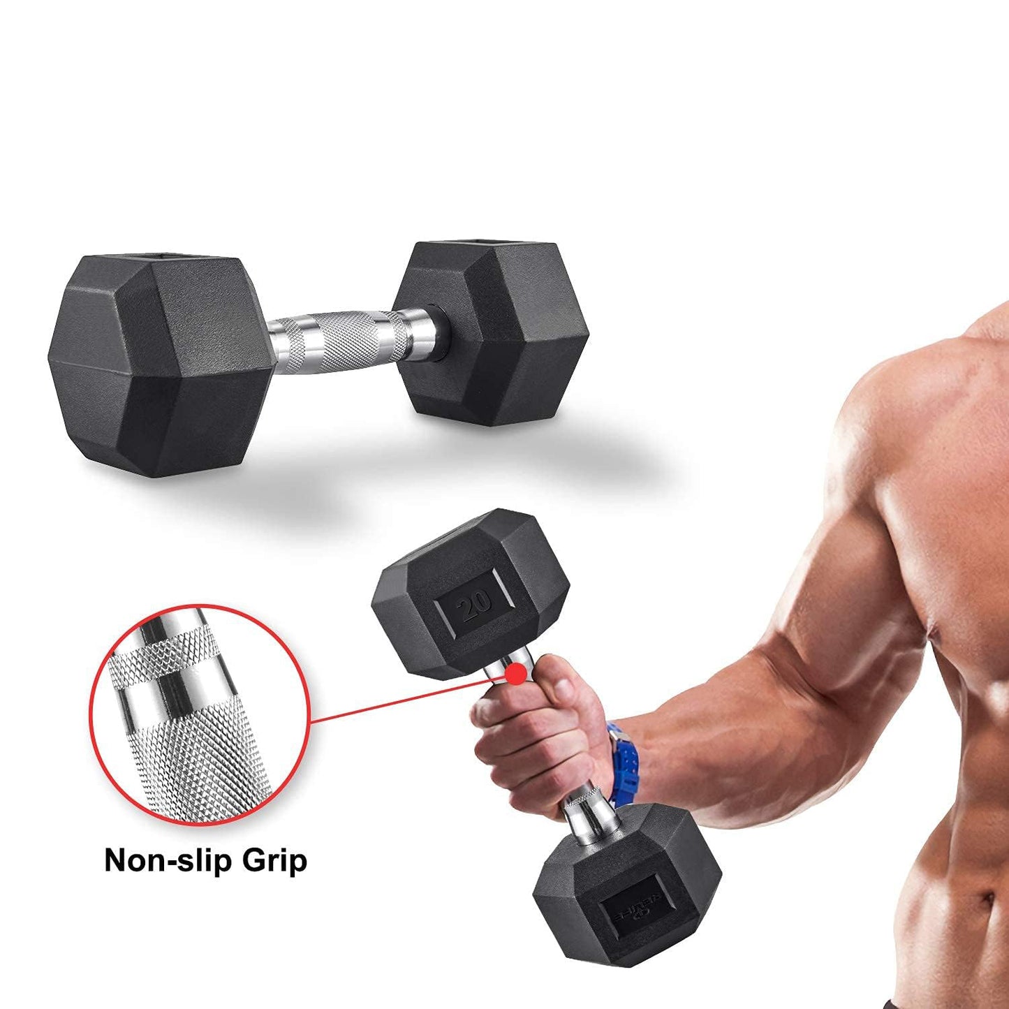 Hexa Dumbbell 2.5KG UPTO 12.5KG Home & GYM Workouts Fitness Set of 2