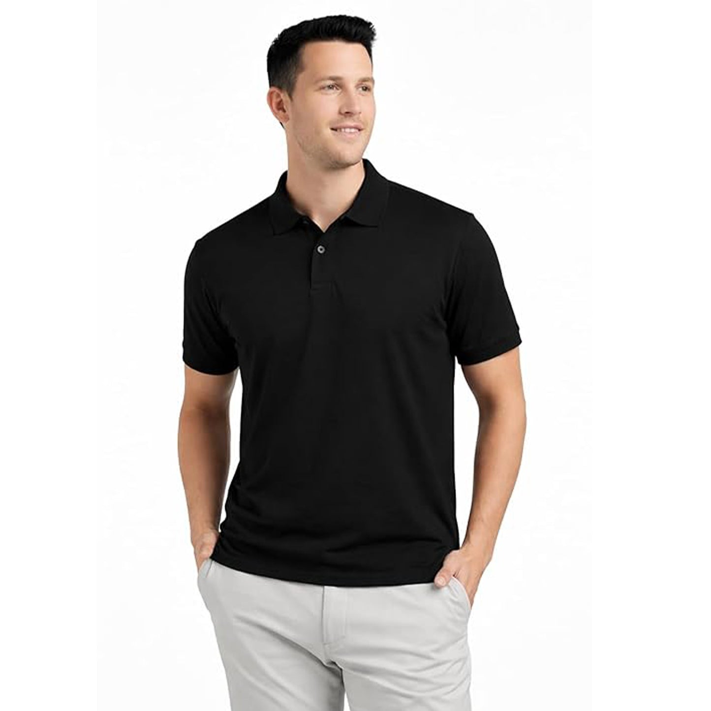 Men’s Premium Solid Black Polo T-Shirt | Classic Fit | Soft Cotton Blend
