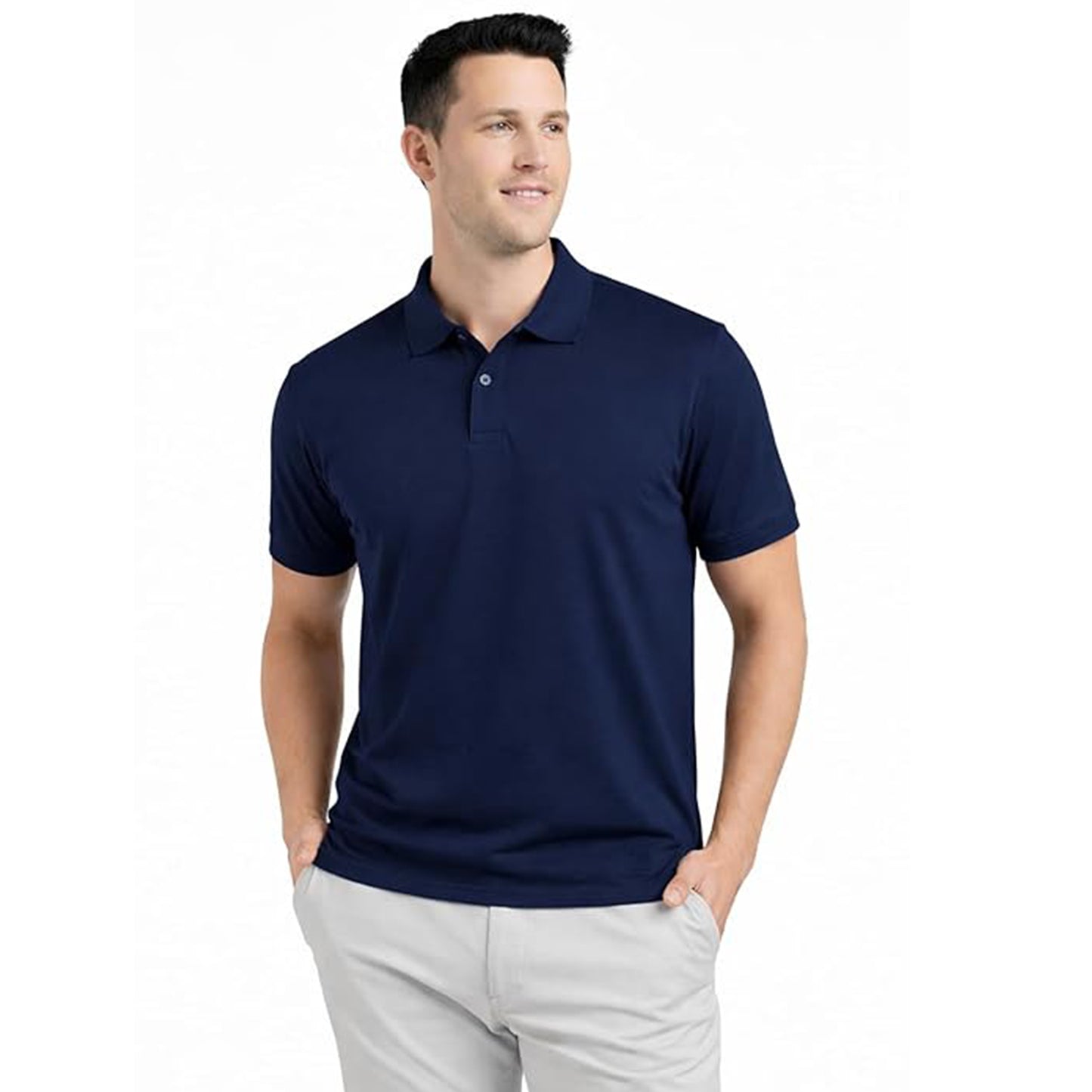 Men’s Premium Solid Navy Blue Polo T-Shirt | Classic Fit | Soft Cotton Blend