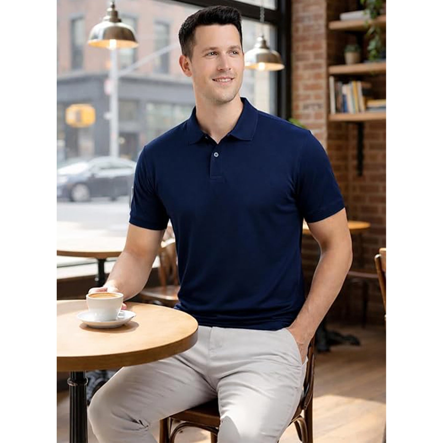 Men’s Premium Solid Navy Blue Polo T-Shirt | Classic Fit | Soft Cotton Blend