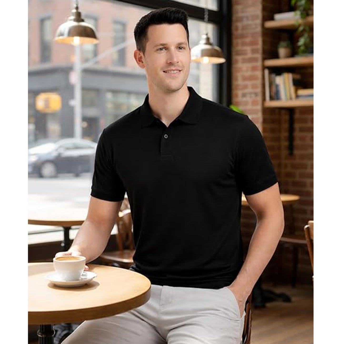 Men’s Premium Solid Black Polo T-Shirt | Classic Fit | Soft Cotton Blend