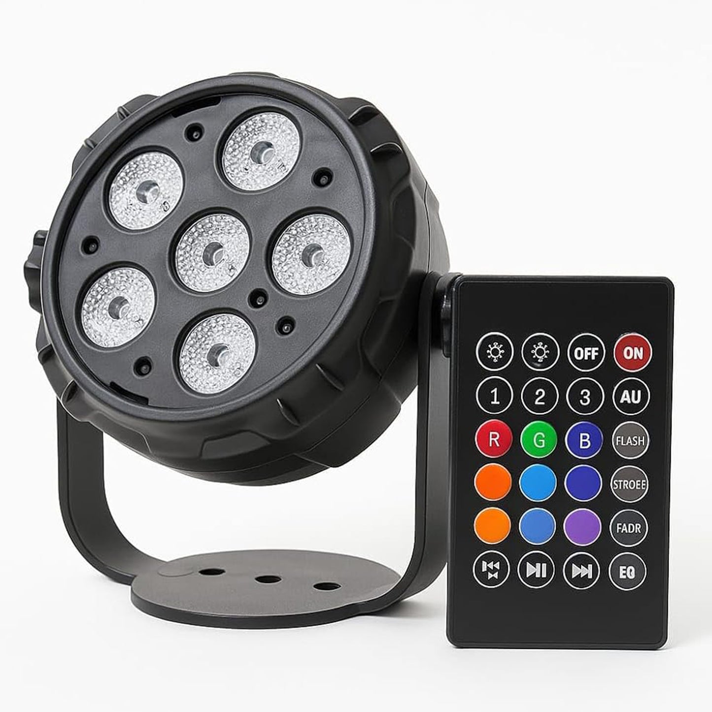 6LED Mini Par DJ Lights Plug Cable Ideal for Festivals & Parties - Multicolor